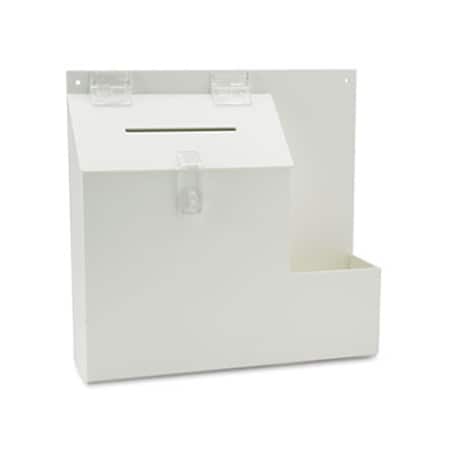 Officespace Plastic Suggestion Box with Locking Top13.75 x 3.63 x 13White OF193130